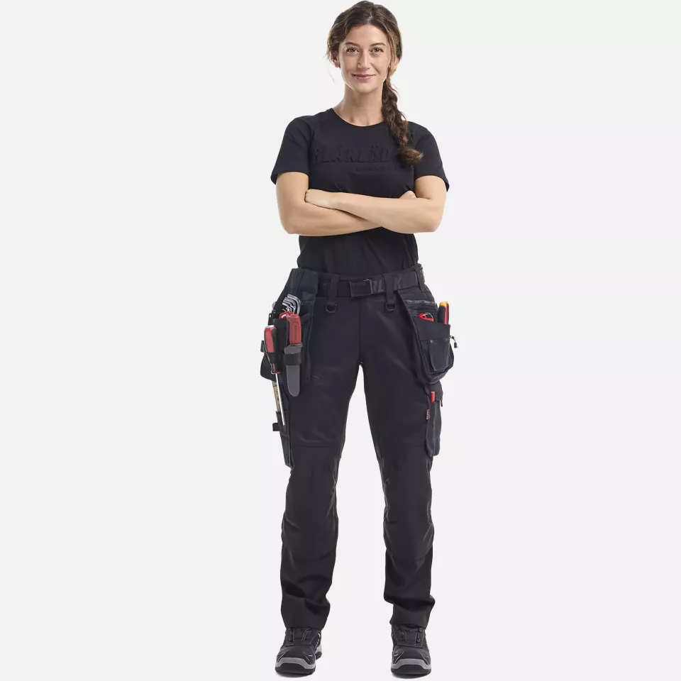Blaklader 717011499999, STRIKER Ladies Stretch Craftsman Work Trousers, Black/Black, image 4, gallery thumbnail