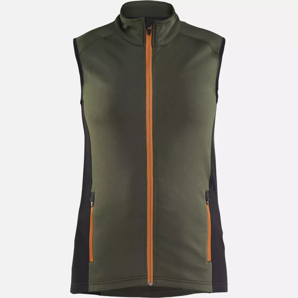Blaklader 474625394240, STRIKER Ladies Fleece Vest, Forest Green/Rust, image 1, gallery thumbnail