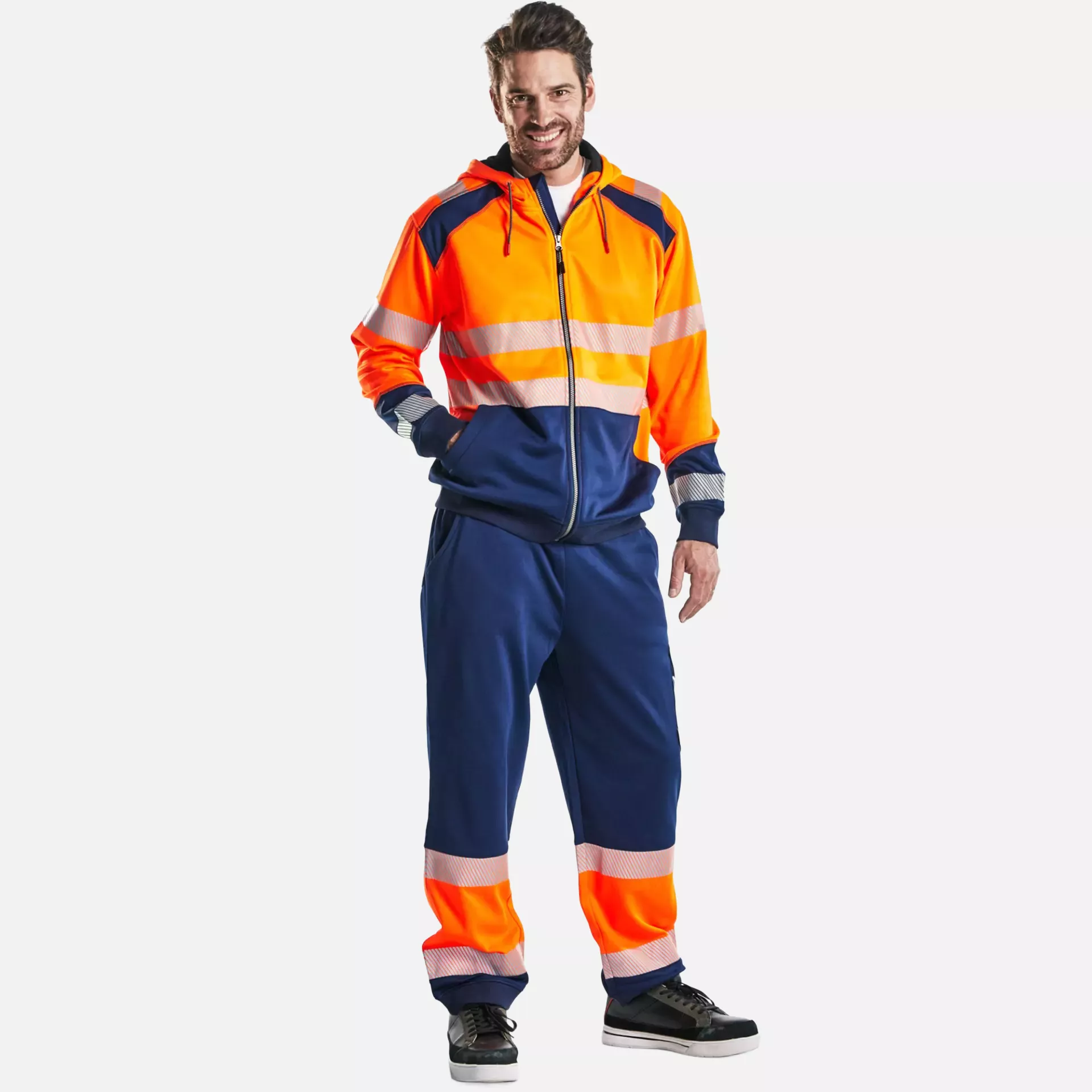 Blaklader 354625285389, High Vis Hooded Sweatshirt, Orange/Navy Blue, image 4