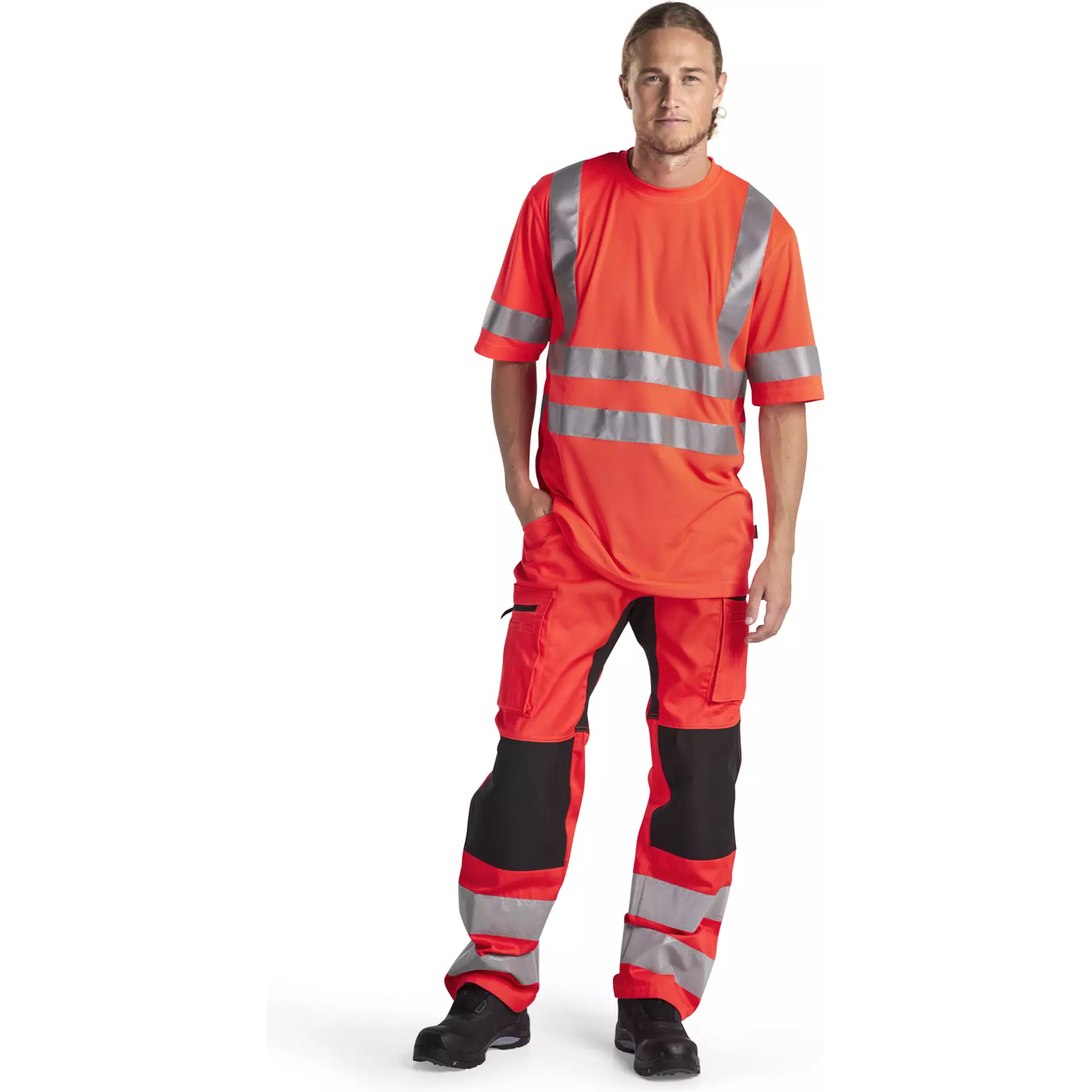 Blåkläder 158518115599, High Vis Stretch Work Pants, Red/Black, image 4