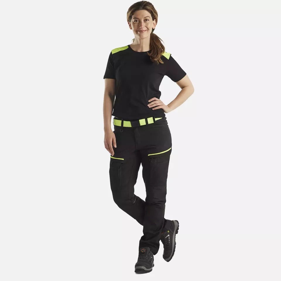 Blaklader 716618459933, Ladies Stretch Service Trousers, Black/Yellow, image 4, gallery thumbnail