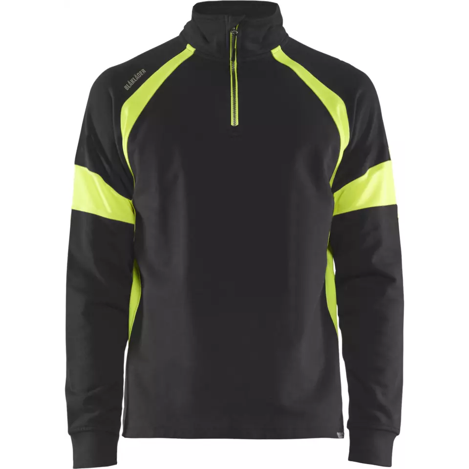 Blaklader 355011589933, Sweatshirt with High Vis Inserts, Black/Yellow