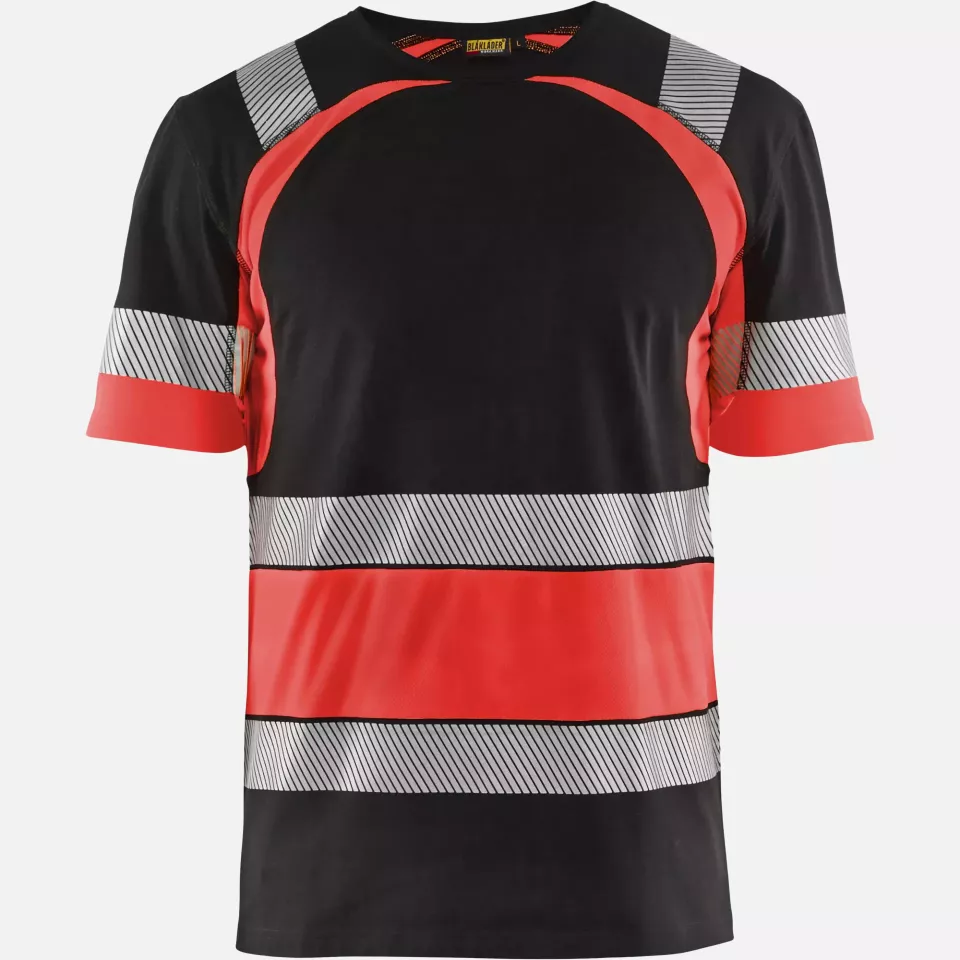 Blaklader 342110309955, High Vis T-Shirt, Schwarz/High Vis Rot, image 1, gallery thumbnail