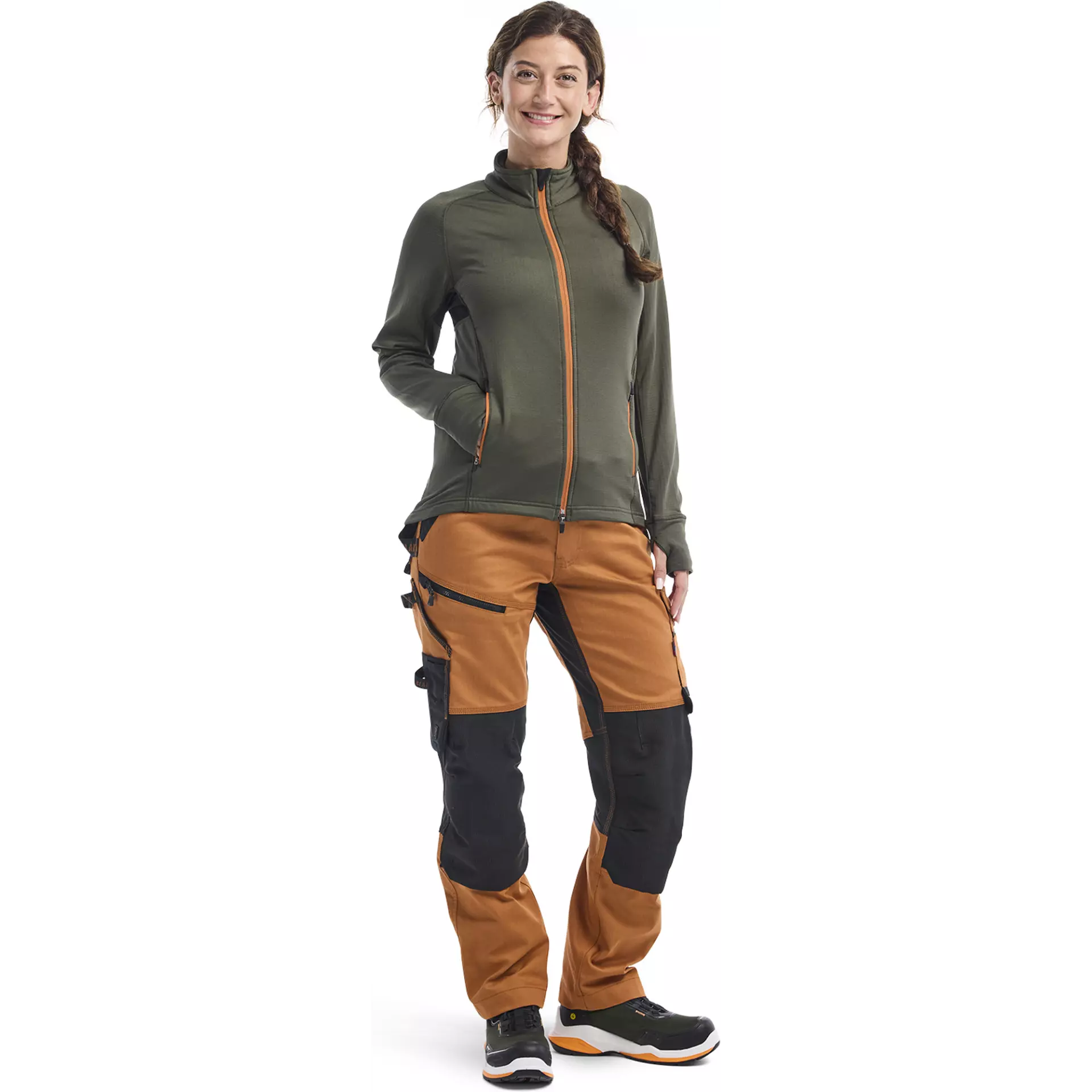 Blåkläder 474525394240, STRIKER Women's Fleece Jacket, Forest Green/Rust, image 5