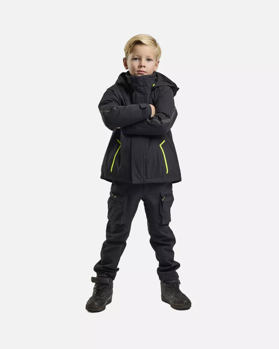 Blaklader 521019179933, Children's Winter Jacket Stretch Lightly Lined, Black/High Vis Yellow, image 5, gallery thumbnail