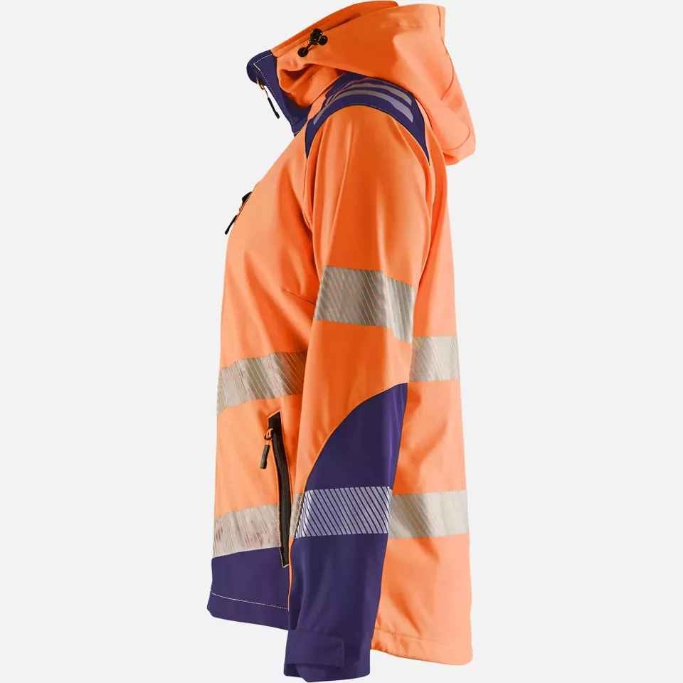 Blaklader 479125135389, High Vis Women's Softshell Jacket, Orange/Navy Blue, image 3, gallery thumbnail