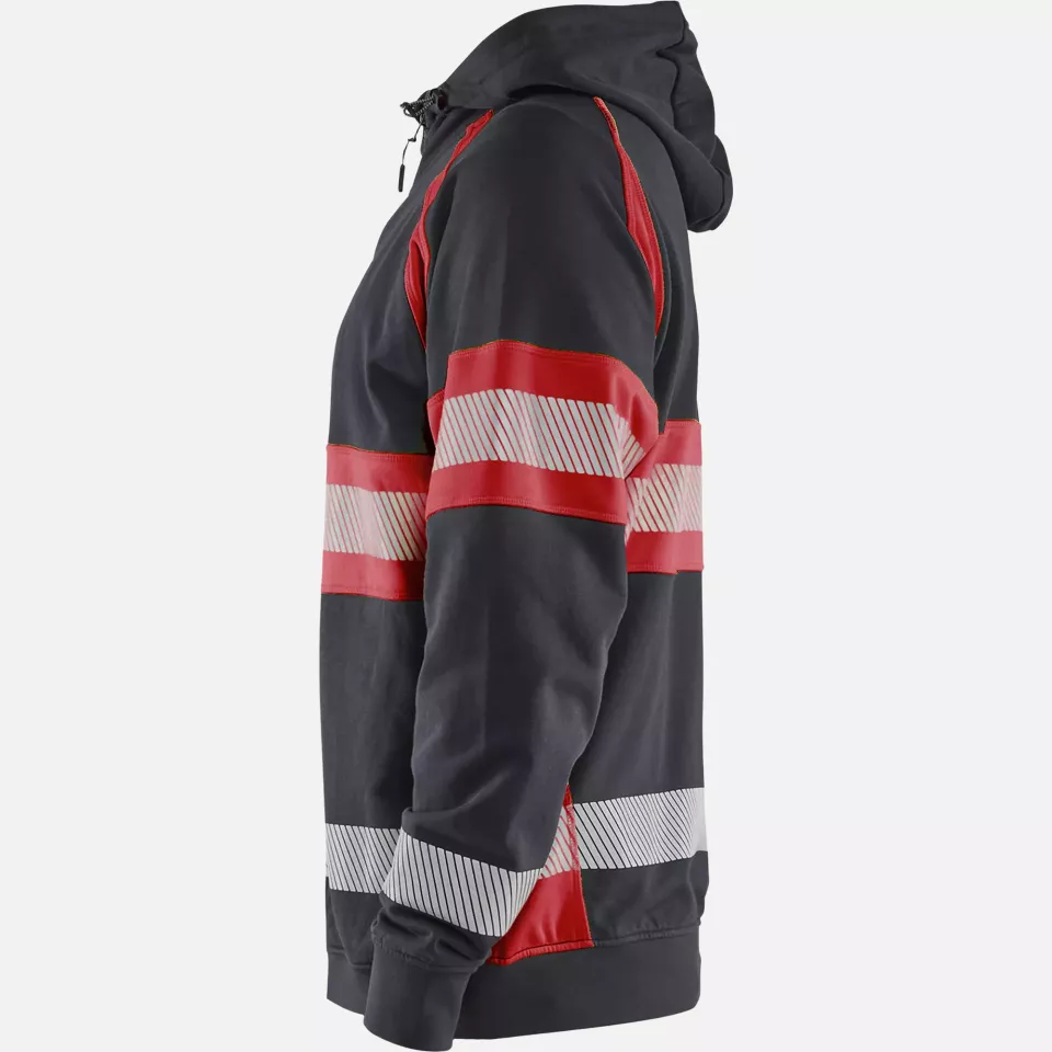 Blaklader 355211589955, High Vis Hooded Jacket, Black/High Vis Red, image 3, gallery thumbnail