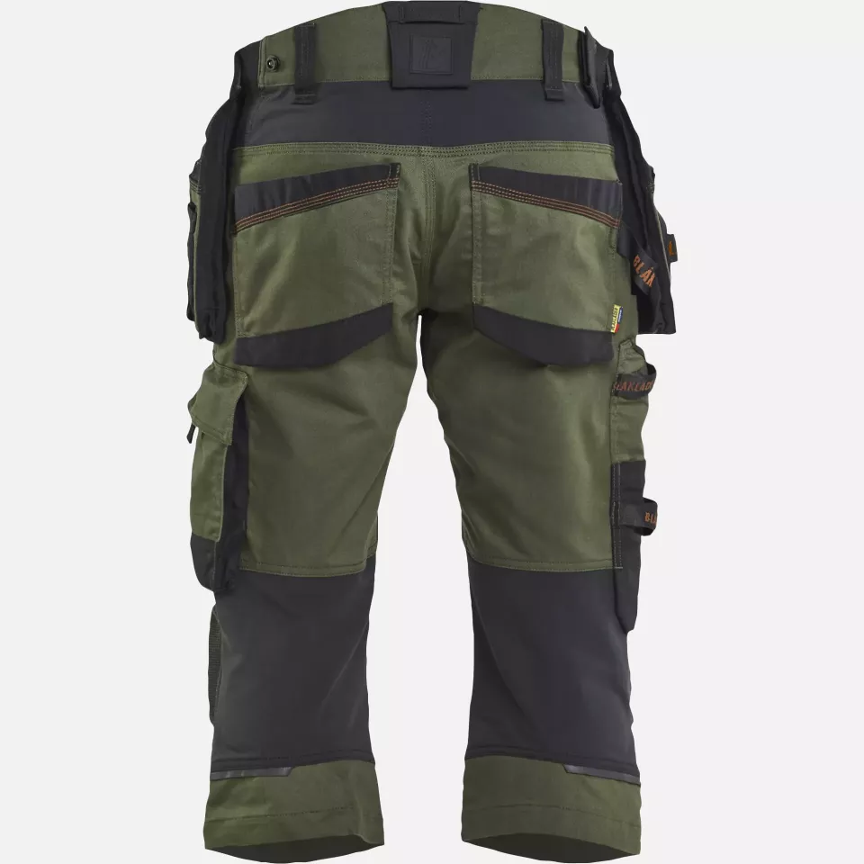 Blaklader 197711494240, STRIKER Stretch Pirate Shorts, Forest Green/Rust, image 3, gallery thumbnail