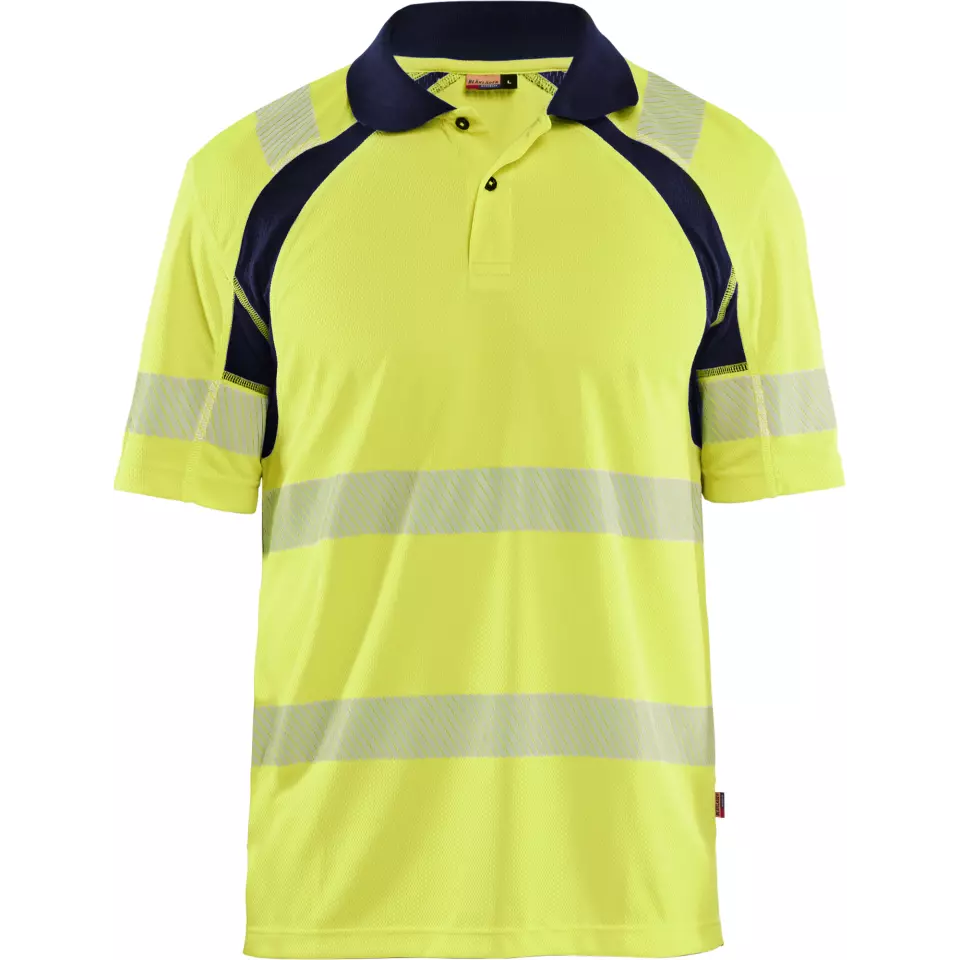 Blaklader 359510133389, High Vis UV Protection Polo Shirt, Yellow/Navy Blue