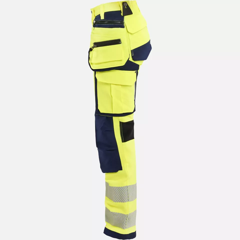Blaklader 719716423389, High Vis Ladies 4-Way Stretch Work Trousers, Yellow/Navy Blue, image 3, gallery thumbnail