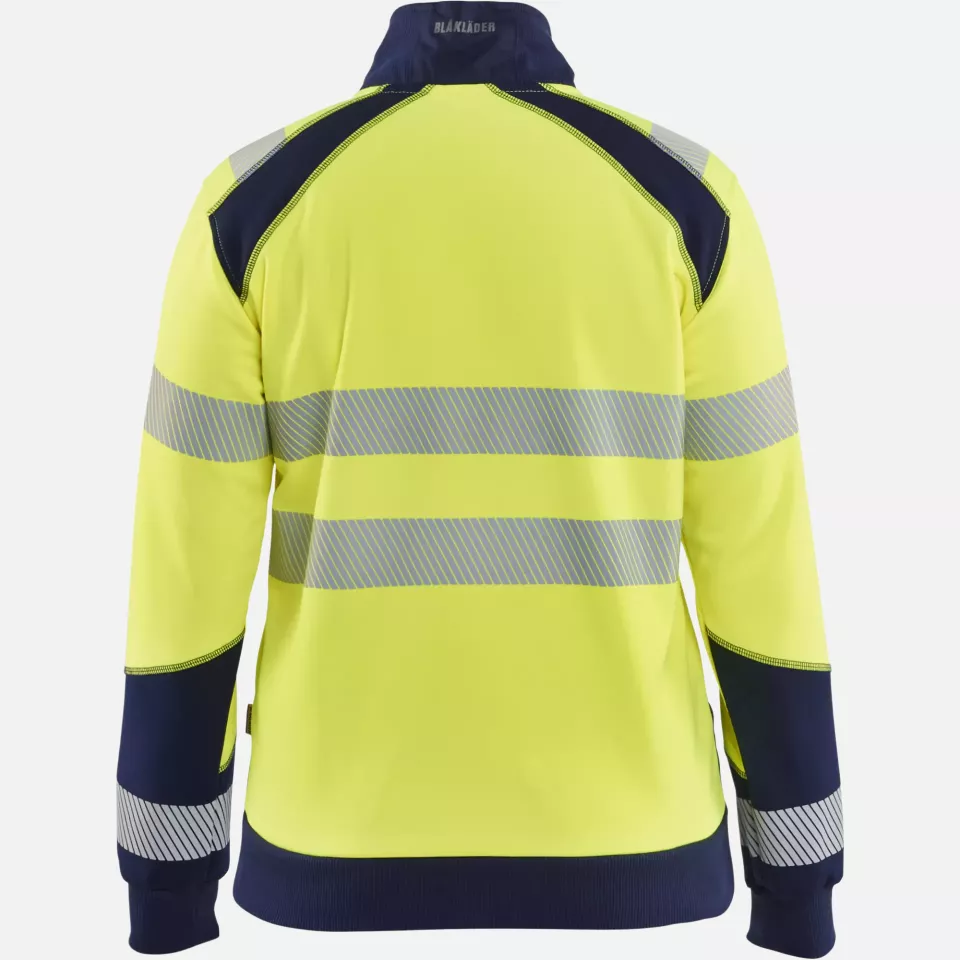 Blaklader 350825283389, High Vis Ladies Full Zip Sweatshirt, Yellow/Navy Blue, image 4, gallery thumbnail
