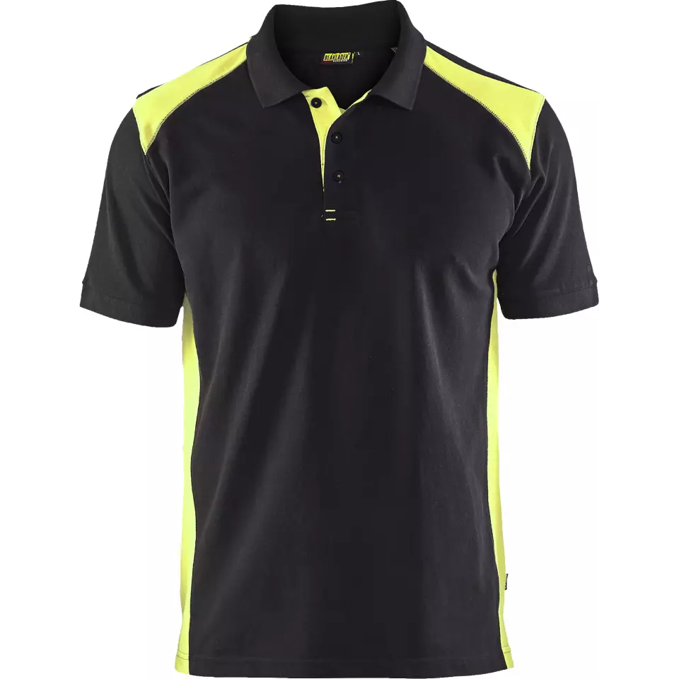 Blaklader 332410509933, Polo Shirt, Black/Yellow, image 1, gallery thumbnail