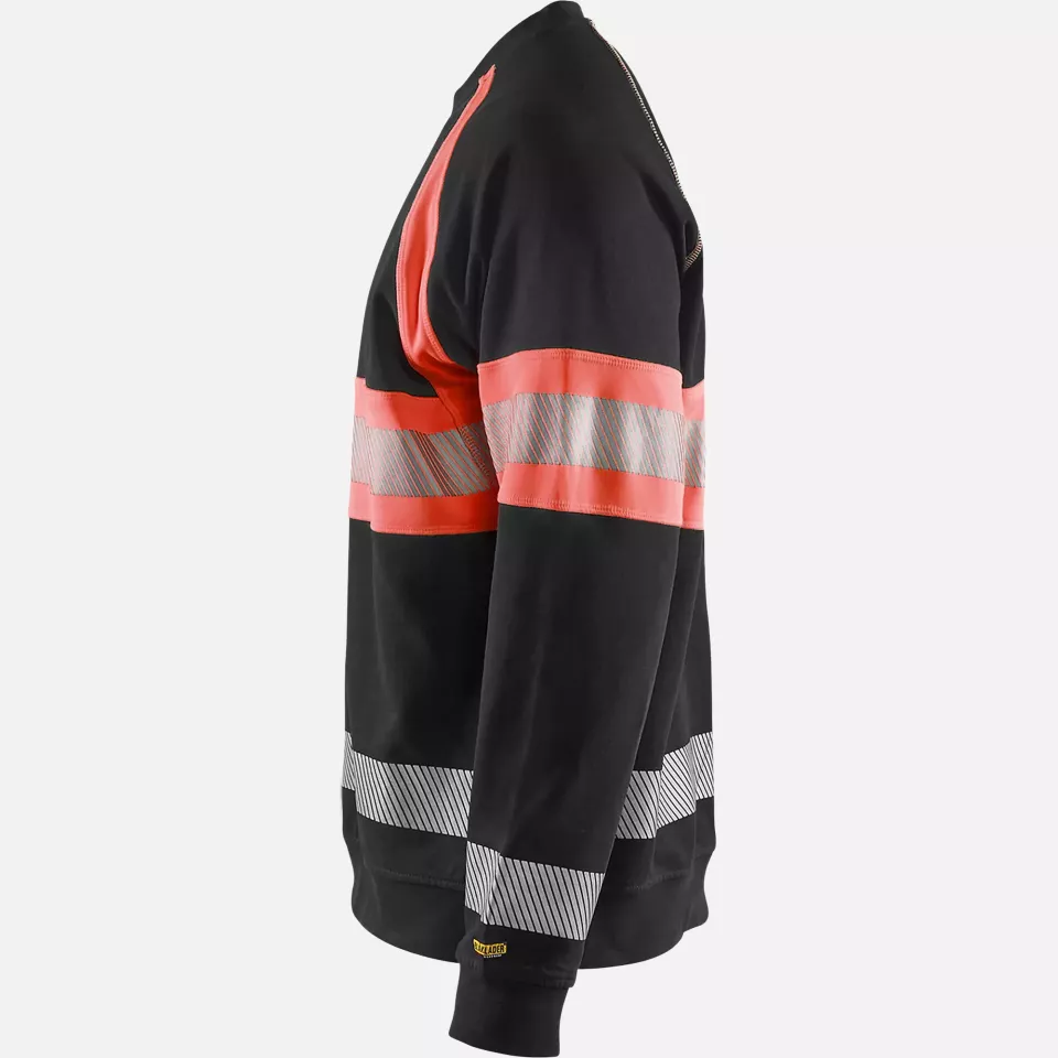 Blaklader 335911589955, High Vis Sweatshirt, Black/High Vis Red, image 3, gallery thumbnail