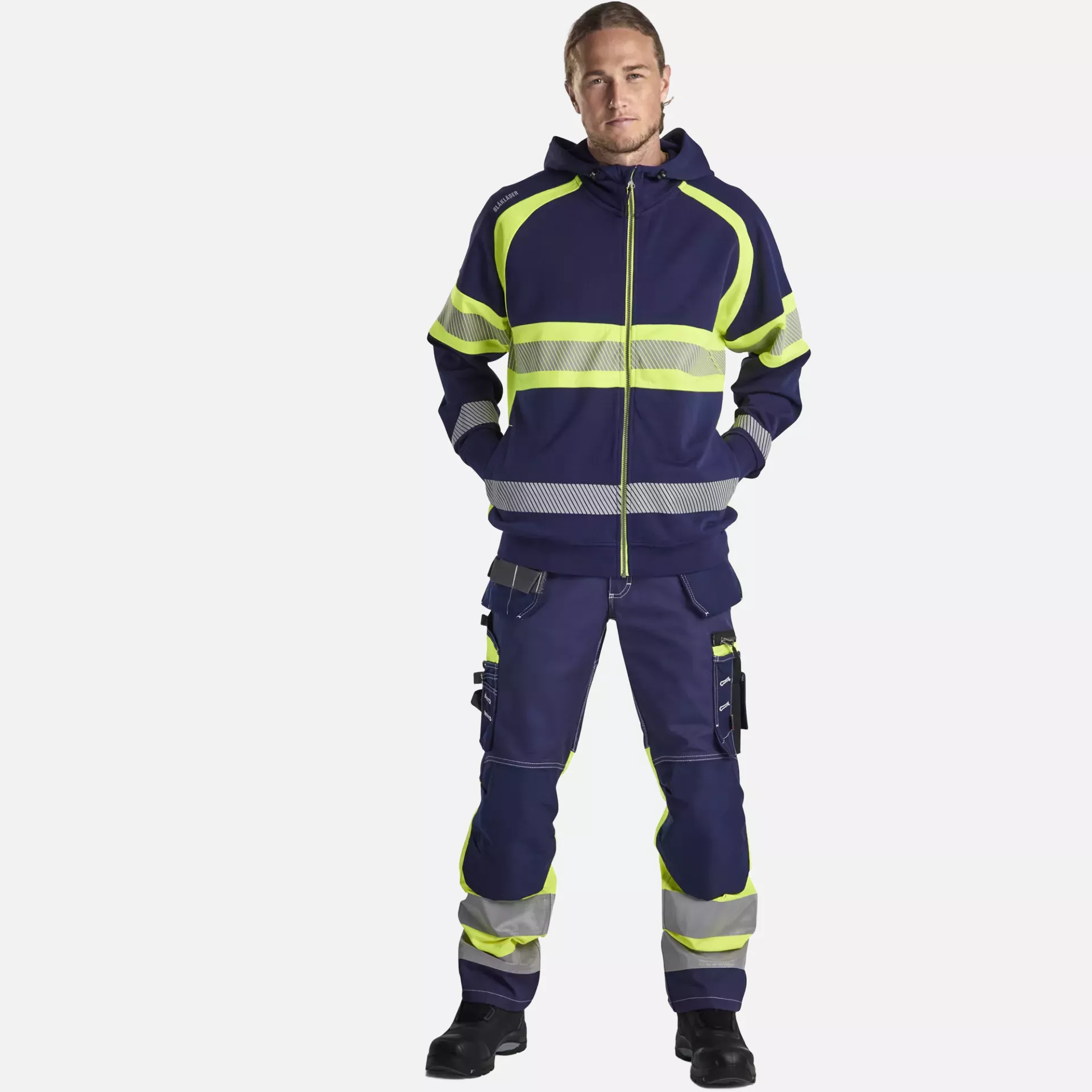 Blaklader 355211588933, High Vis Hooded Jacket, Navy Blue/ Yellow, image 5