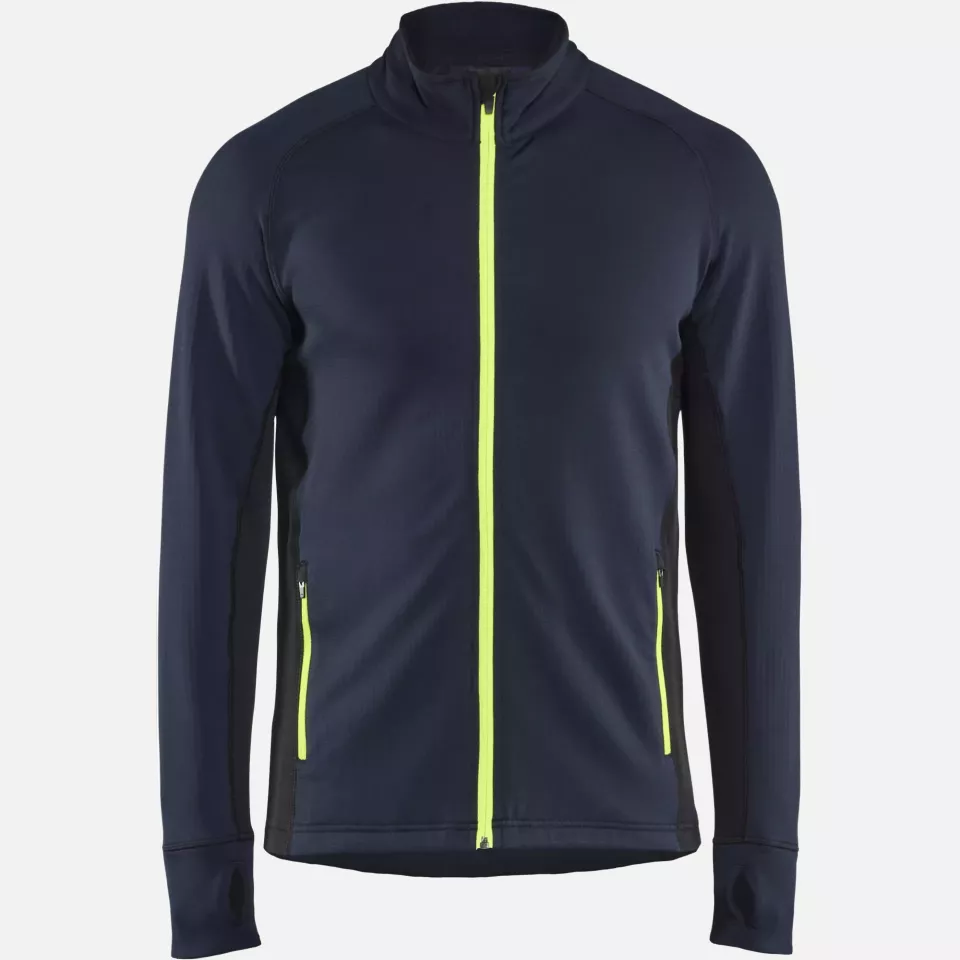 Blaklader 473525398633, STRIKER Fleece Jacket, Dark Navy/High Vis Yellow, image 1, gallery thumbnail