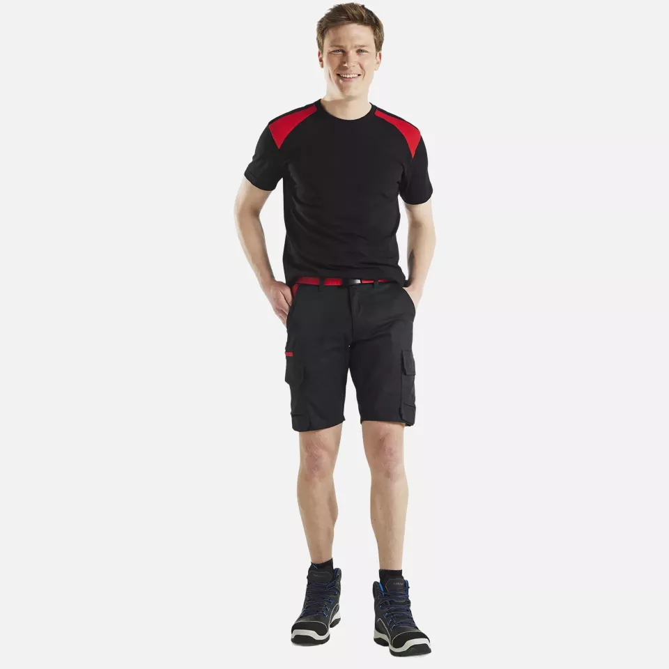 Blaklader 144618329956, Industry Stretch Shorts, Black/Red, image 5, gallery thumbnail