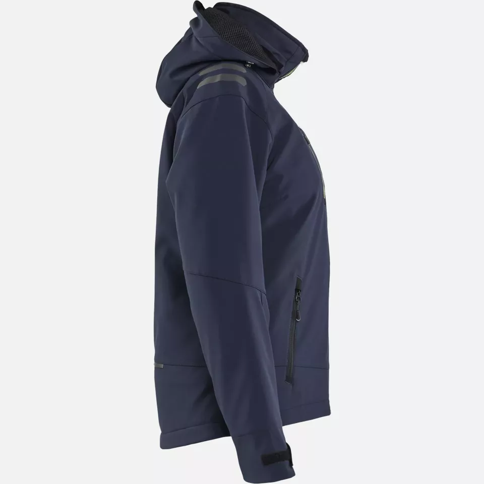 Blaklader 475125138633, Women's Lightly Lined Softshell Winter Jacket, Dark Navy/High Vis Yellow, image 2, gallery thumbnail