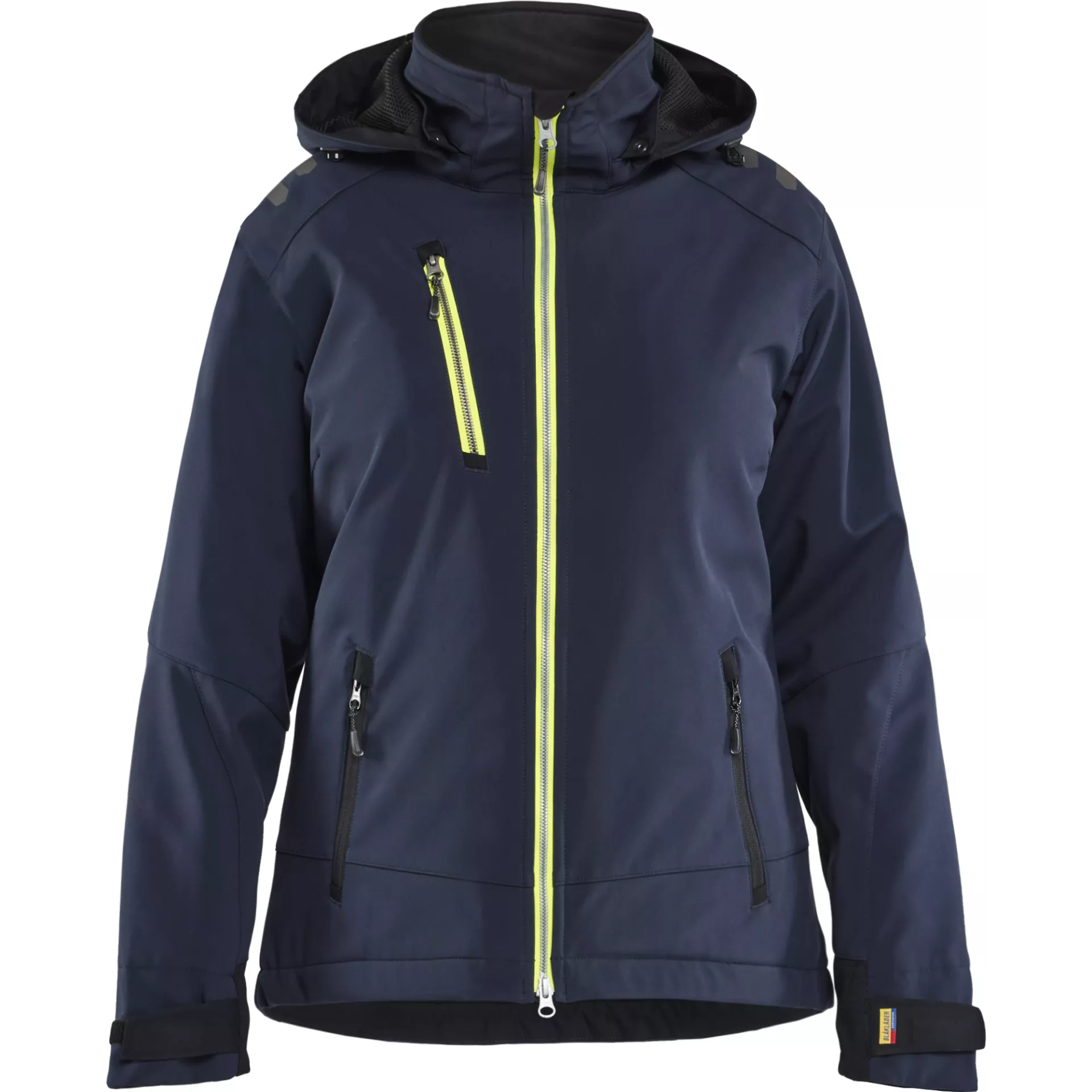 Blaklader 475125138633, Women's Lightly Lined Softshell Winter Jacket, Dark Navy/High Vis Yellow