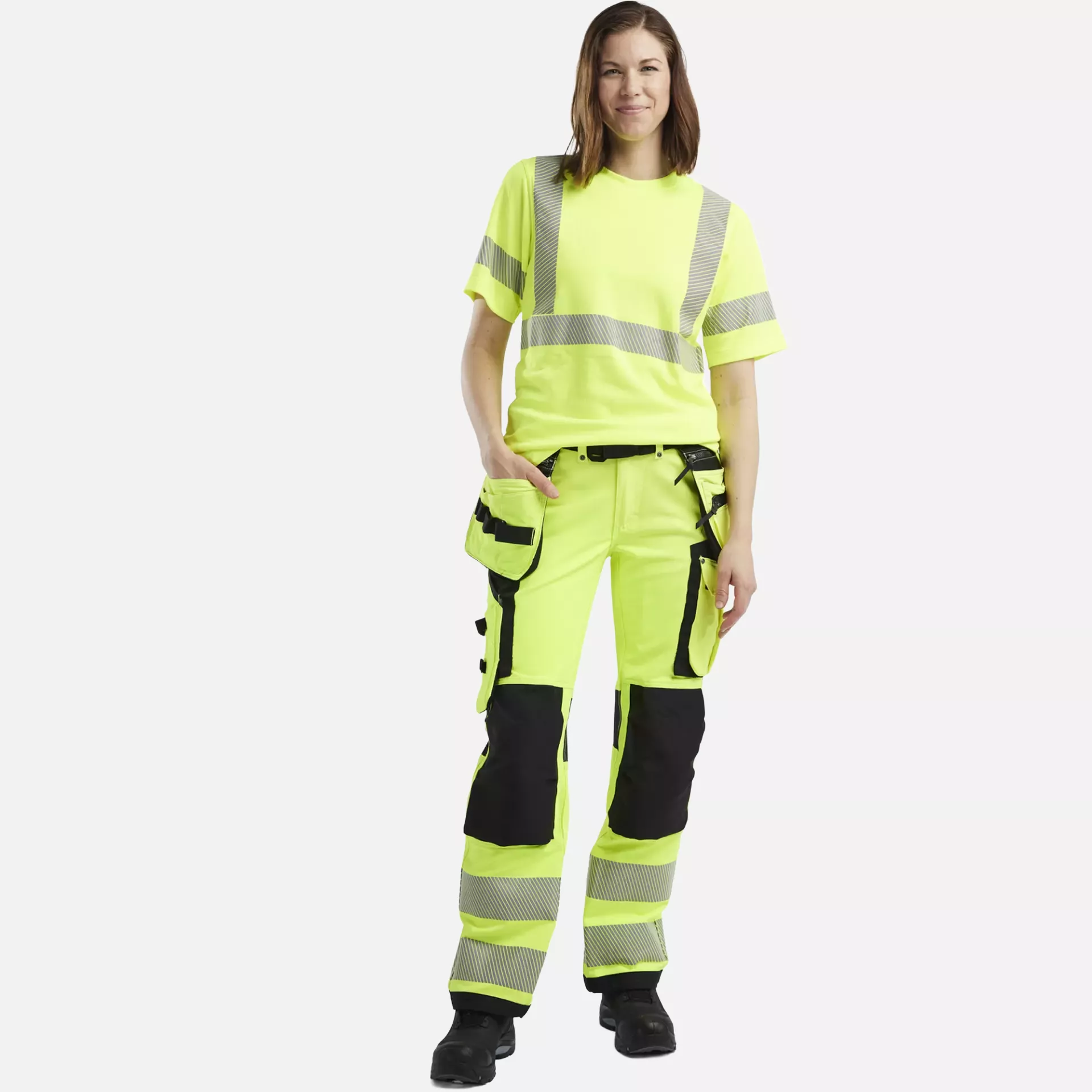 Blaklader 719716423399, High Vis Women's 4-Way Stretch Work Trousers, Yellow/Black, image 5
