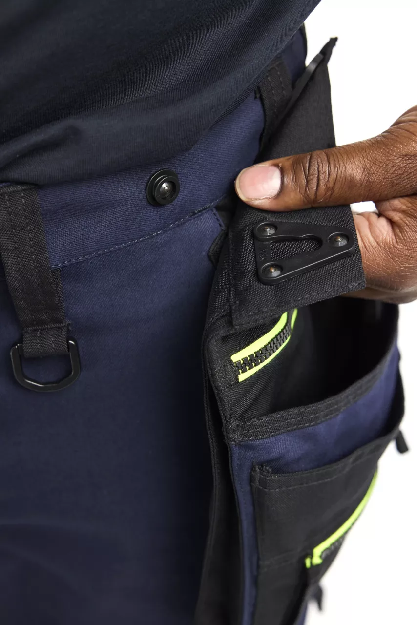 Blaklader 197011498633, STRIKER Craftsman Work Trousers with Stretch, Dark Navy/High Vis Yellow, image 7, gallery thumbnail