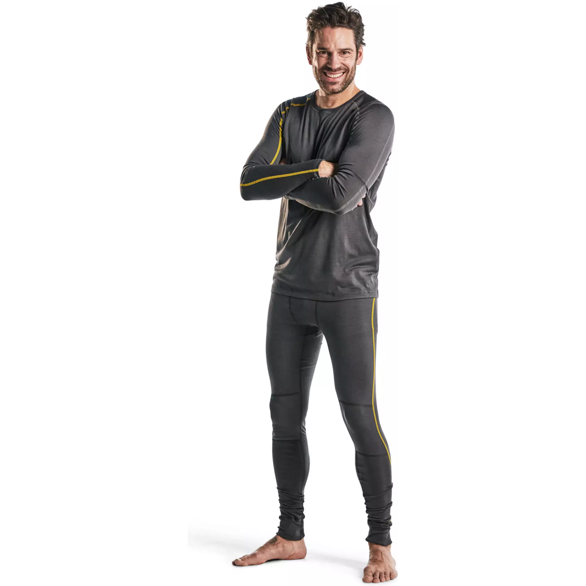 Blaklader 184417349835, XLIGHT Merinowolle Unterhose, Dunkelgrau/Gelb, image 5