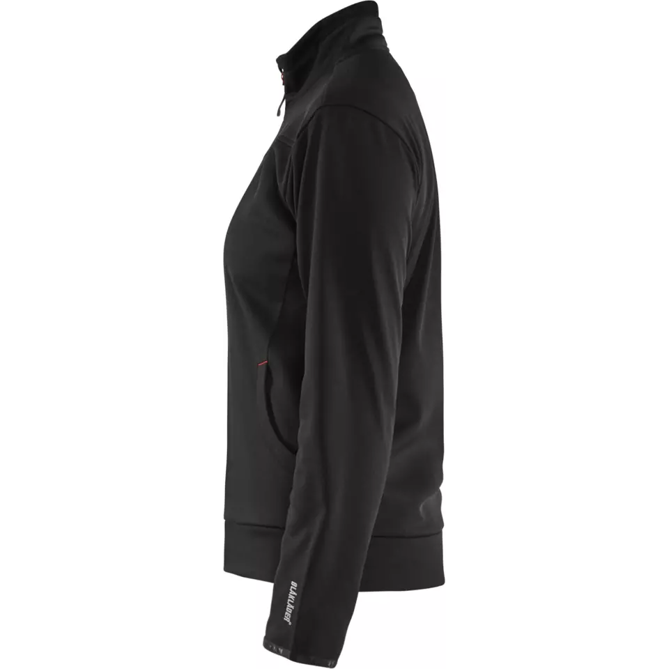 Blåkläder 339425269956, Ladies Zip Sweatshirt, Black/Red, image 3, gallery thumbnail