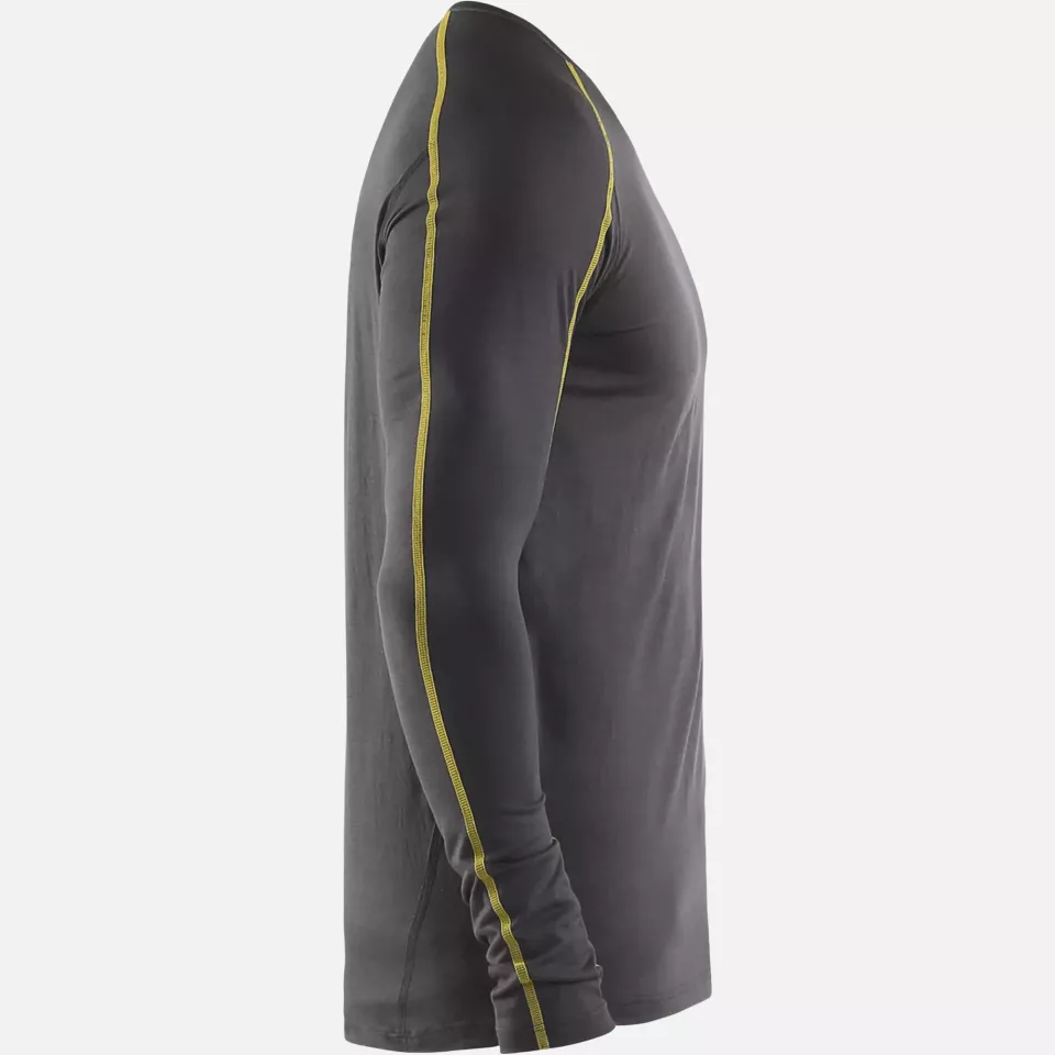 Blaklader 479917349835, XLIGHT Merino Wool Undershirt, Dark Grey/Yellow, image 2, gallery thumbnail