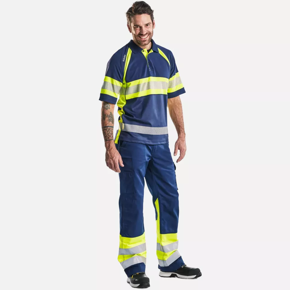 Blaklader 333810518933, High Vis UV Protection Polo Shirt, Navy Blue/ Yellow, image 5, gallery thumbnail