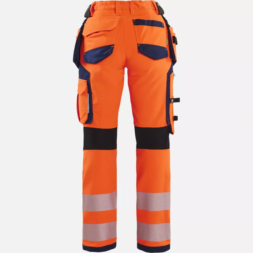 Blaklader 719716425389, High Vis Ladies 4-Way Stretch Work Trousers, Orange/Navy, image 4, gallery thumbnail