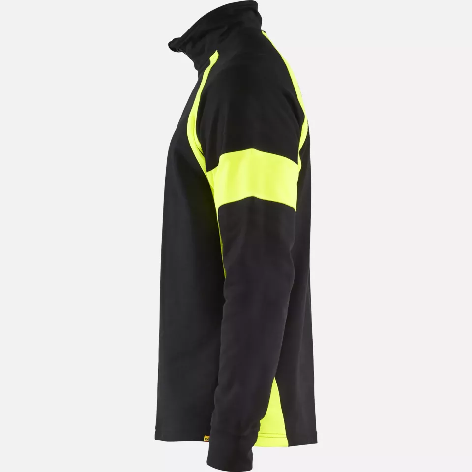 Blaklader 355011589933, Sweatshirt with High Vis Inserts, Black/Yellow, image 3, gallery thumbnail