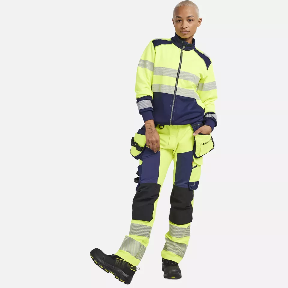 Blaklader 350825283389, High Vis Ladies Full Zip Sweatshirt, Yellow/Navy Blue, image 5, gallery thumbnail