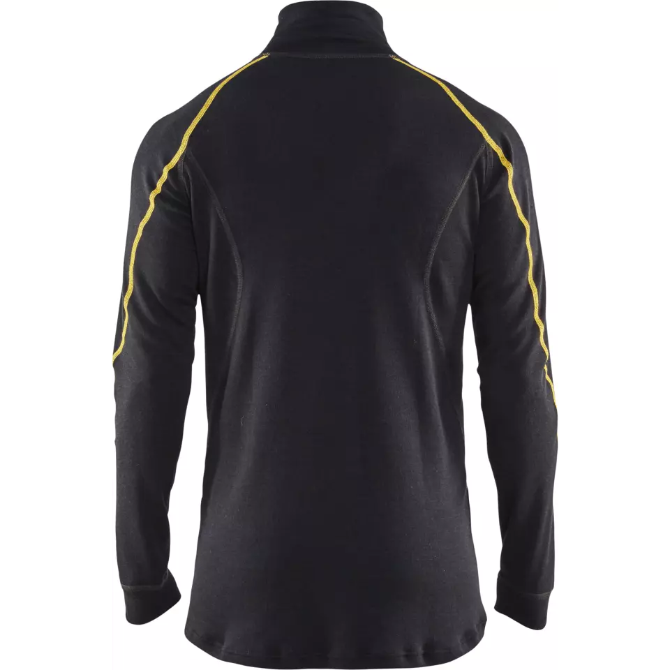 Blaklader 479610759900, Merino Wool Flame Resistant Half-Zip Undershirt, Black, image 3, gallery thumbnail