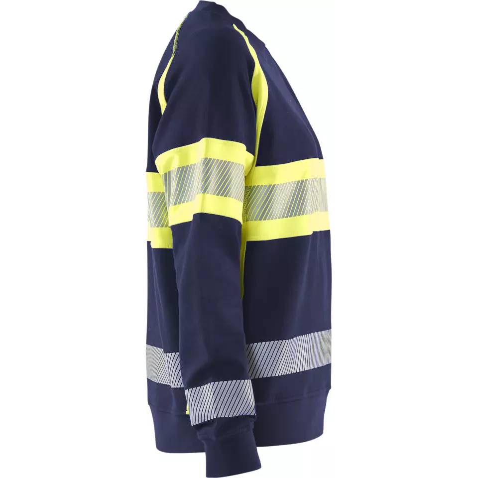 Blåkläder 340911588933, High Vis Ladies Sweatshirt, Navy Blue/ Yellow, image 2, gallery thumbnail