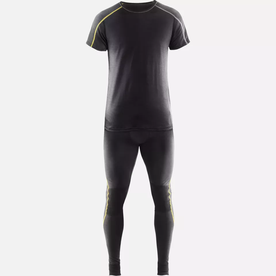 Blaklader 479817349835, XLIGHT Merino Wool Base Layer T-Shirt, Dark Grey/Yellow, image 6, gallery thumbnail