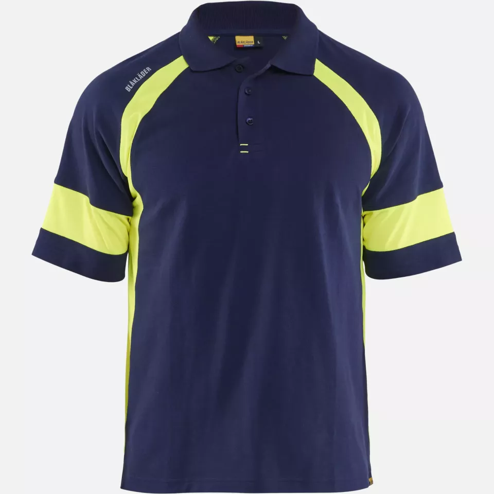 Blaklader 352810508933, High Vis Polo Shirt, Navy Blue/ Yellow, image 1, gallery thumbnail