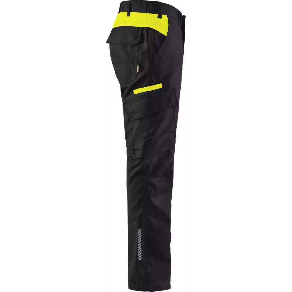 Blaklader 144418329933, Industry Stretch Work Trousers, Black/Yellow, image 2, gallery thumbnail