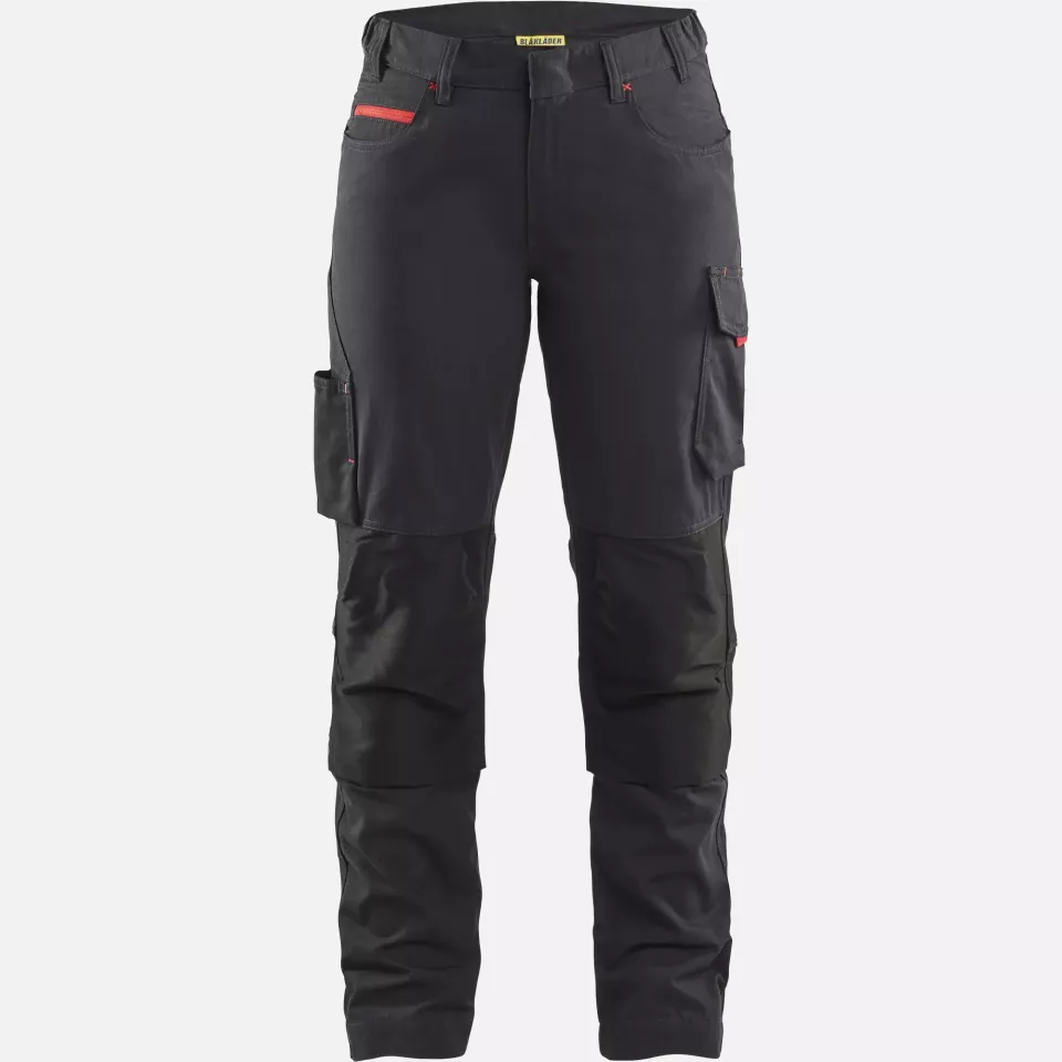 Blaklader 719513309956, Ladies Stretch Work Trousers, Black/Red, image 1, gallery thumbnail