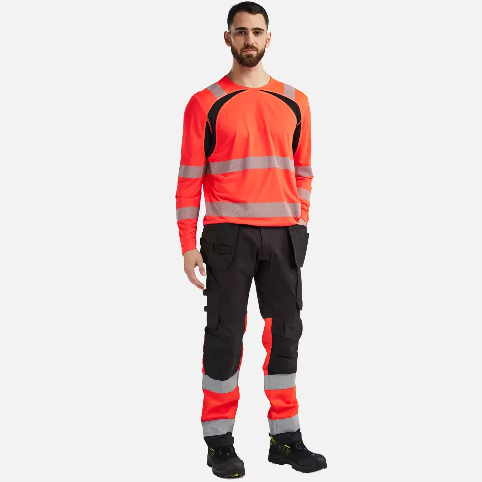 Blaklader 359910135599, High Vis UV Protection Long Sleeve Shirt, Red/Black, image 5, gallery thumbnail