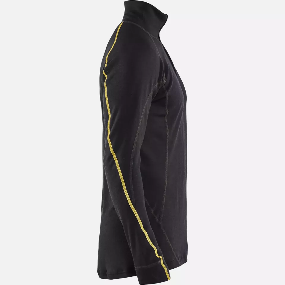 Blaklader 479610759900, Merino Wool Flame Resistant Half-Zip Undershirt, Black, image 2, gallery thumbnail