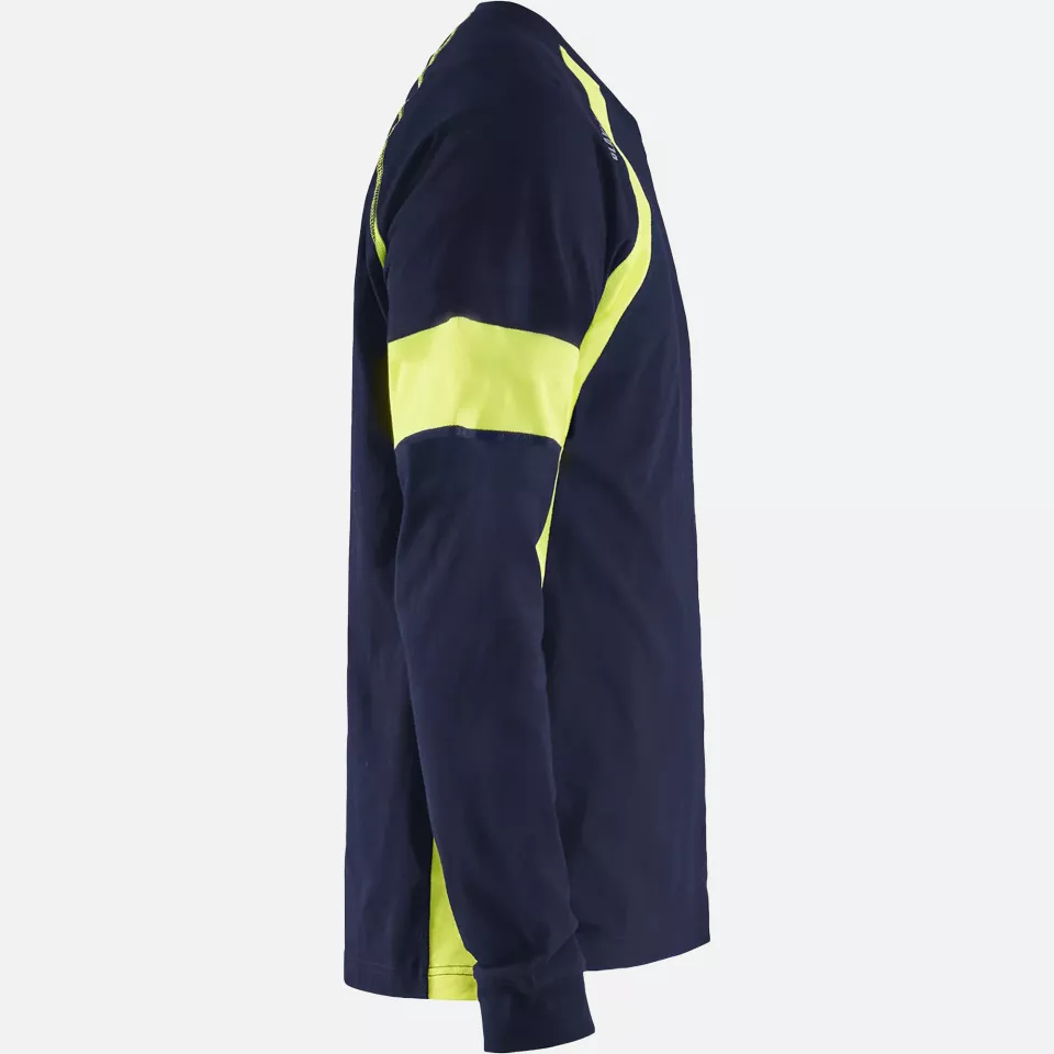 Blaklader 352010308833, Long Sleeve Shirt, Navy Blue/Yellow, image 2, gallery thumbnail