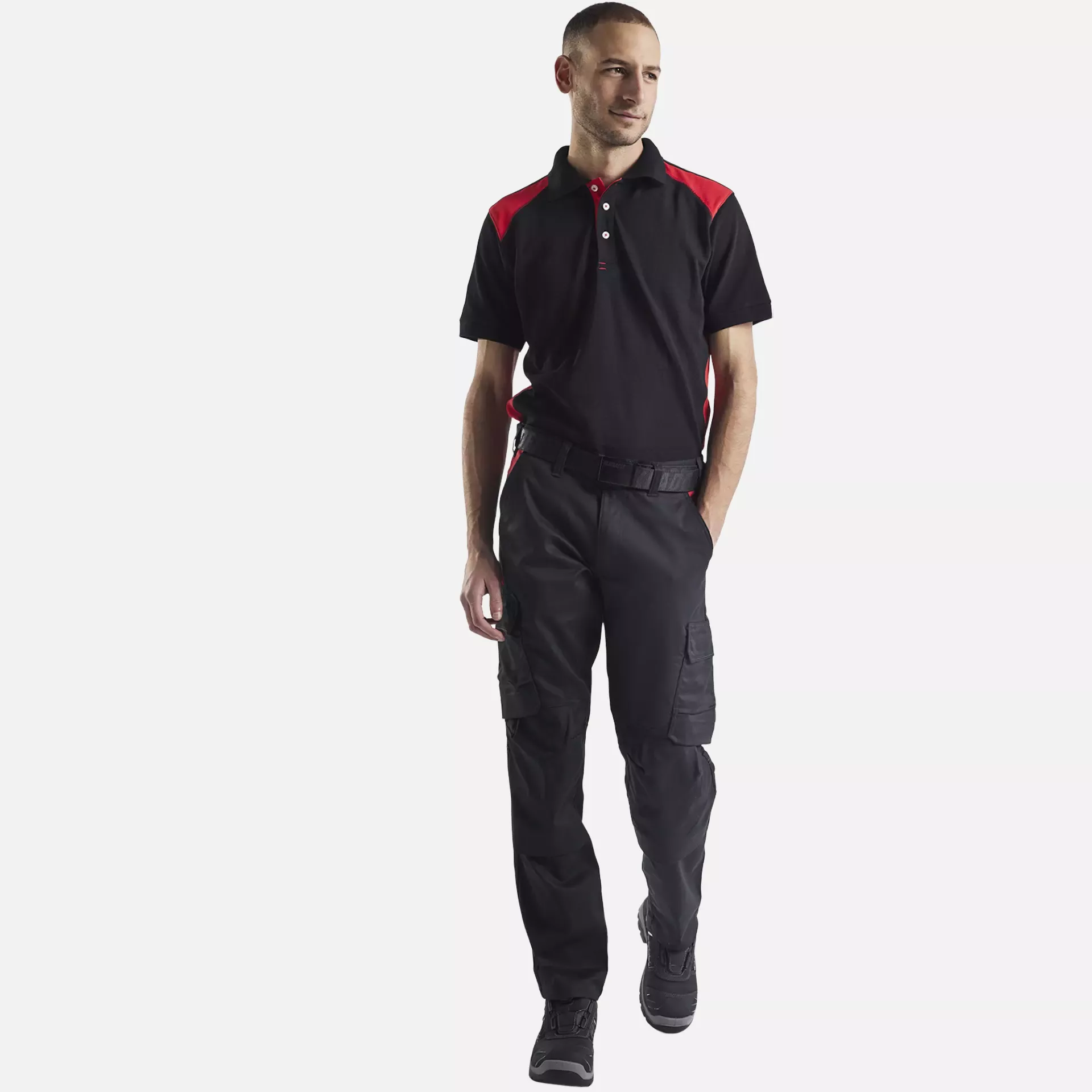 Blaklader 144818329956, Industrie Stretch Arbeitshose mit Kniepolstertaschen, Schwarz/Rot, image 5