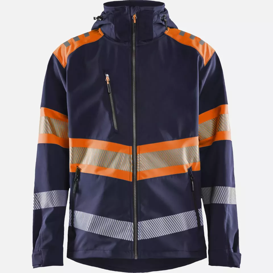 Blaklader 449425138953, High Vis Softshell Jacket, Navy/Orange, image 1, gallery thumbnail