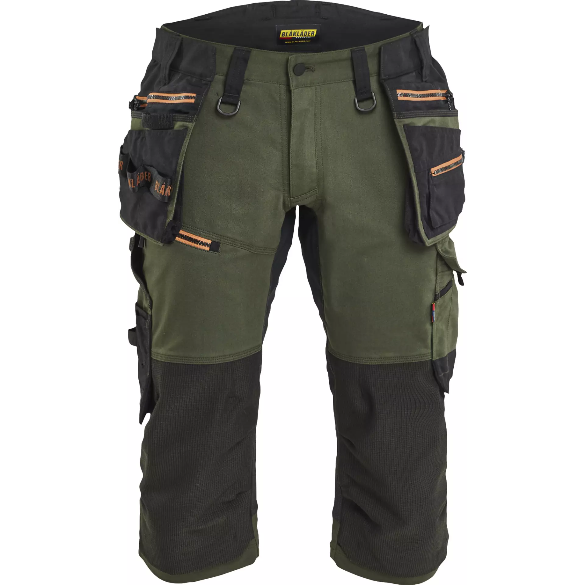 Blaklader 197711494240, STRIKER Stretch Pirate Shorts, Forest Green/Rust