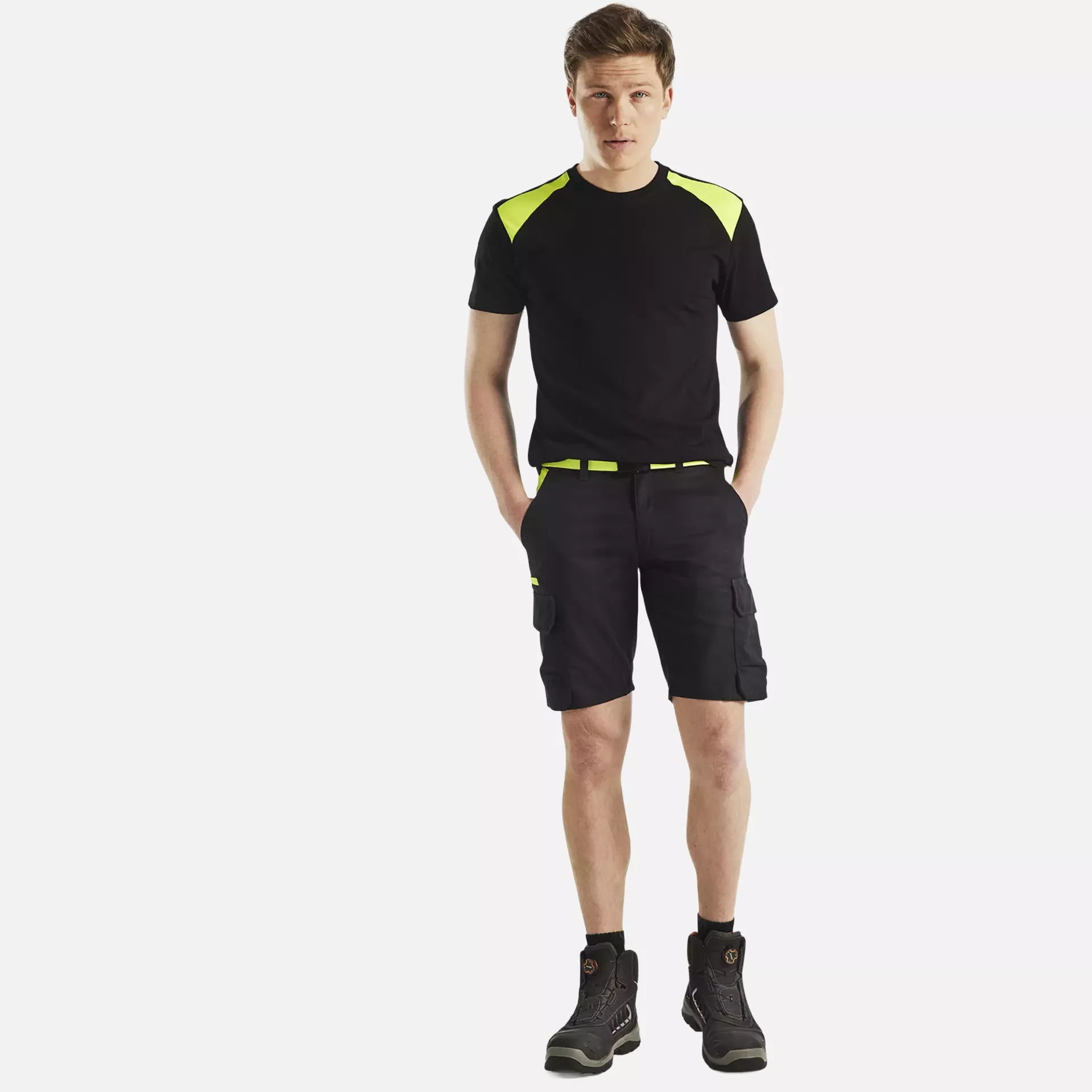 Blaklader 144618329933, Industry Stretch Shorts, Black/Yellow, image 5