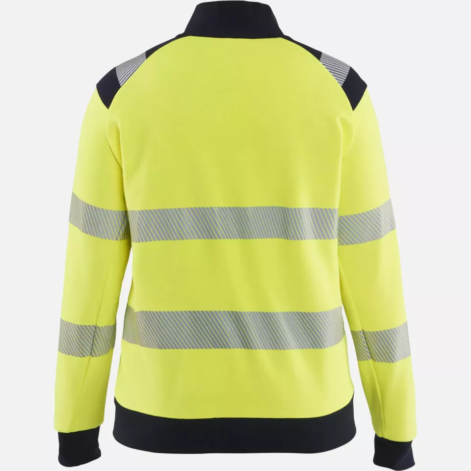 Blaklader 347117623389, Ladies Multi-Norm High Vis Sweatshirt with Zip, Yellow/Navy, image 4, gallery thumbnail