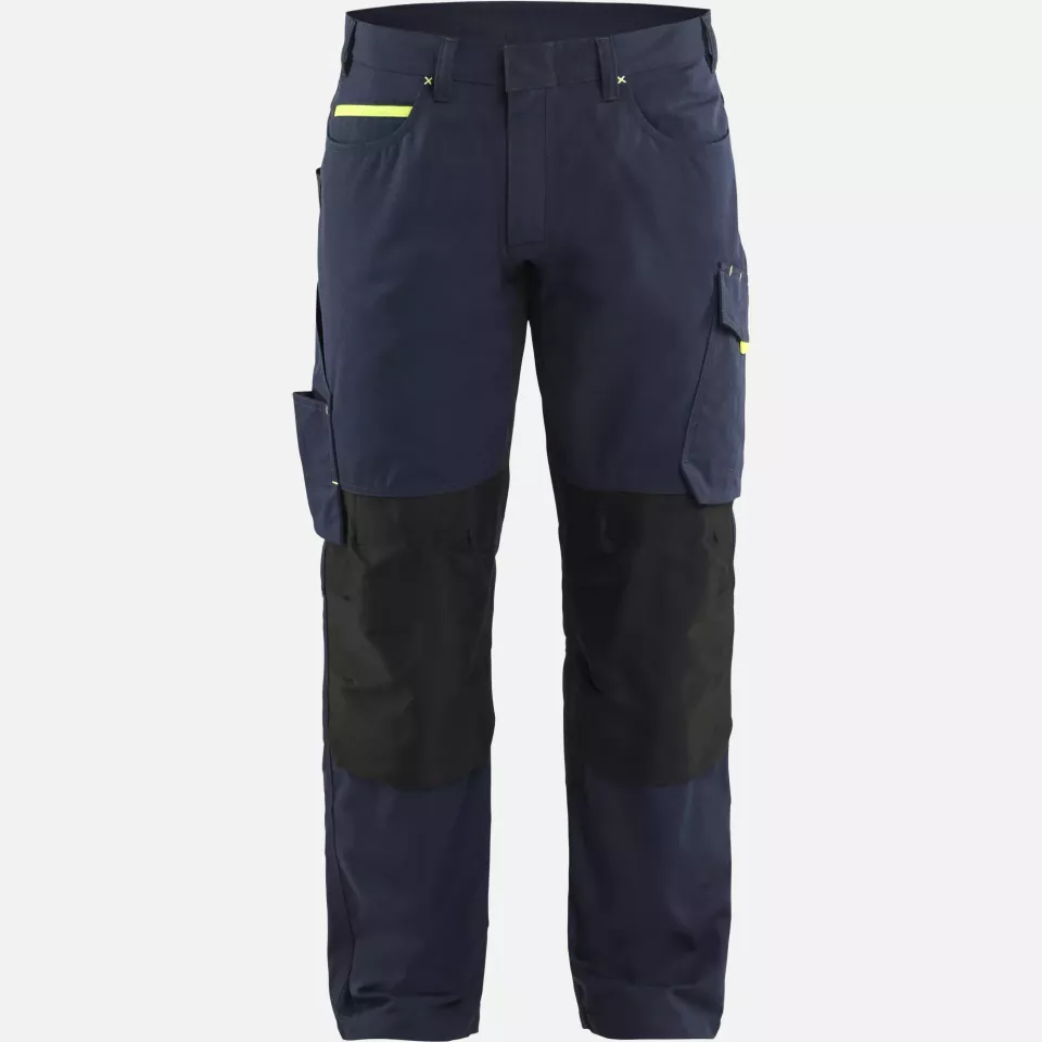 Blaklader 149513308633, Stretch Work Trousers, Dark Navy/Yellow, image 1, gallery thumbnail