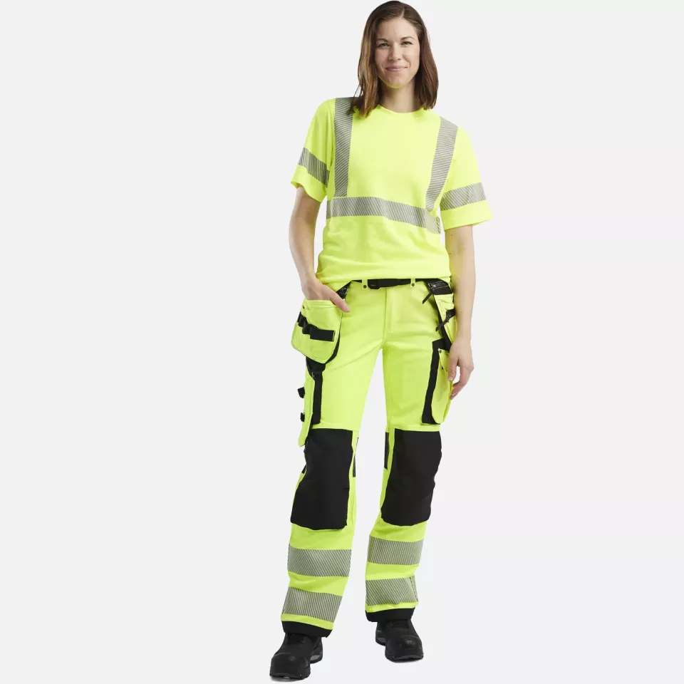 Blaklader 719716423399, High Vis Women's 4-Way Stretch Work Trousers, Yellow/Black, image 5, gallery thumbnail