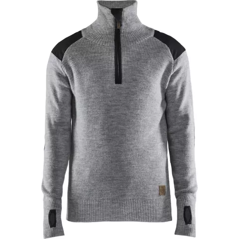 Blaklader Wool Sweatshirt, Grey Melange/Dark Grey