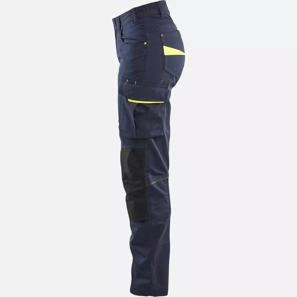 Blaklader 719513308633, Women's Stretch Work Trousers, Dark Navy/Yellow, image 3, gallery thumbnail
