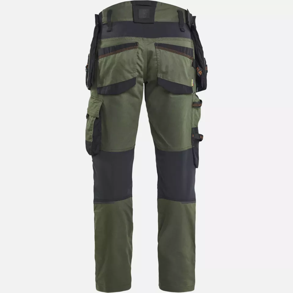 Blaklader 197011494240, STRIKER Stretch Craftsman Work Trousers, Forest Green/Rust, image 4, gallery thumbnail